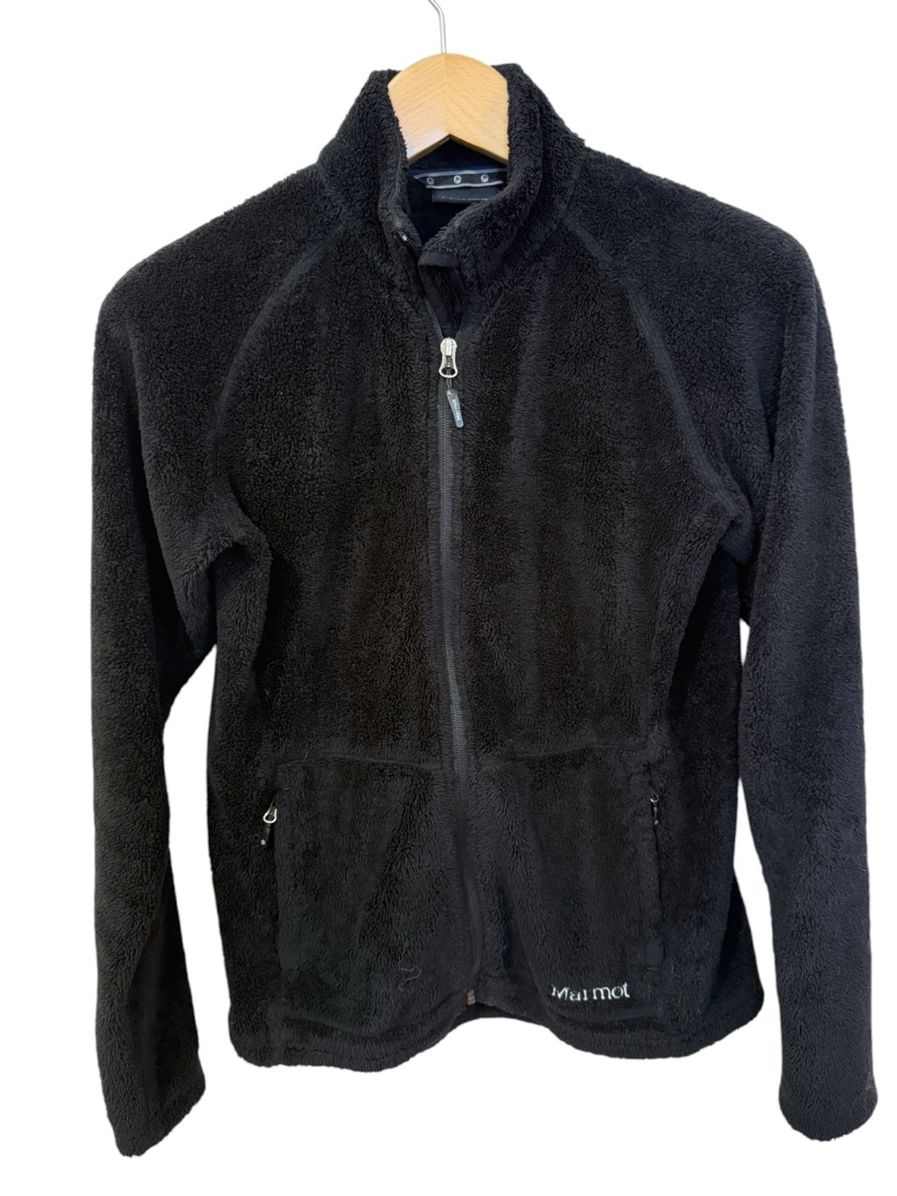 Marmot Women's Black Plush Fleece Full Zip Jacket Warm Cozy High Pile Size Large